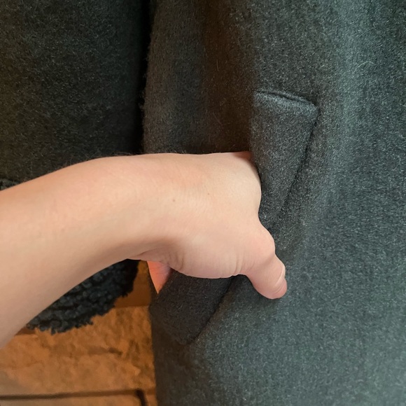 Anthropologie Hutch Colorblocked Sherpa-Trimmed Coat Green XS - Picture 7 of 14